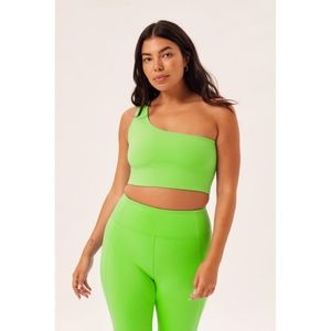 Girlfriend Collective Bianca BioCompressive One Shoulder Bra in Jasmine - Large